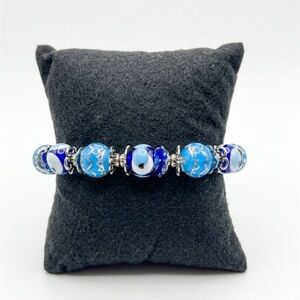 Vibrant Bead Bracelet with Silver Accents